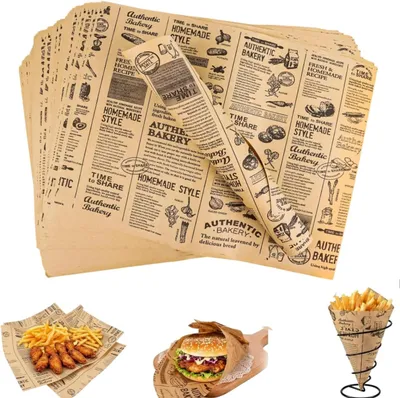 Produktbild von Backpapier in Zeitungsoptik, 100 Blatt, 28 x 38 cm, fettabweisend, für Sandwiches