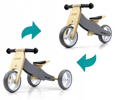 Produktbild von Milly Mally Jake Laufrad 3in1 Grau Holz für Kinder