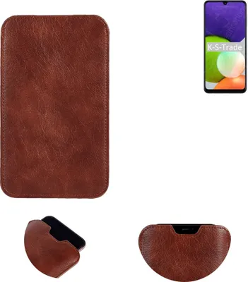 Produktbild von K-S-Trade Schutzhülle Handyhülle kompatibel mit Samsung Galaxy A22 Handytasche Kunstleder Sleeve in braun