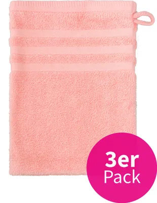 Produktbild von grace grand spa Waschlappen im 3er-Pack mit Streifen-Bordüre Rosa One Size