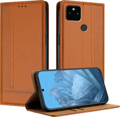 Obrázek produktu pro Pouzdro pro Google Pixel 5A kožené flipové pouzdro s funkcí stojánku Hnědý
