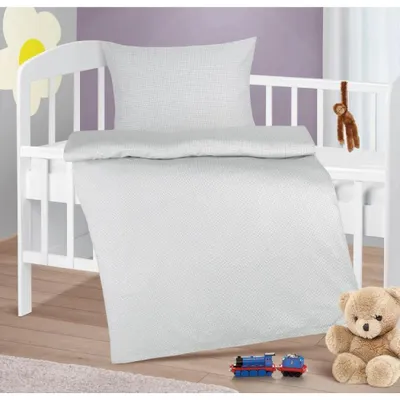 Obrázok produktu pre Detská bavlnená posteľná bielizeň - 90x135 cm, 45x60 - sivá, biela