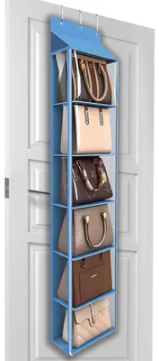 Tür-Organizer 6 Fächer, 40x14,5x173 cm, Blau, für Taschen & Accessoires