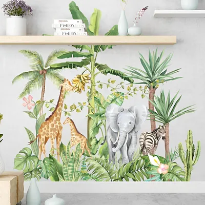 Zdjęcie produktu dla Naklejka ścienna "Safari: Dżungla" dla pokoju dziecięcego