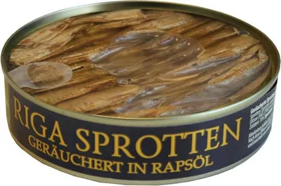 Produktbild von Dovgan Riga Sprotten in Rapsöl (160 ml)