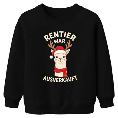Produktbild von Rentier war t Alpaka Weihnachten lustig Kinder Sweatshirt Pullover, Schwarz, 152