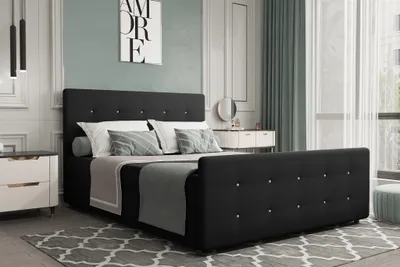 Produktbild von Boxspringbett Schlafzimmerbett MARKOS 120x200cm Stoff Soro Schwarz inkl. Bettkasten