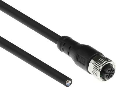 Productafbeelding van ACT SC3409, 5 meter, M12, Vrouwelijke connector, Zwart, Koper, Polyvinylchloride (PVC)