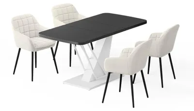 Imagen del producto de Set de mesa de comedor Vicco Fenaro /Blanco 120 x 80 cm con 4 sillas de comedor, Model 62765