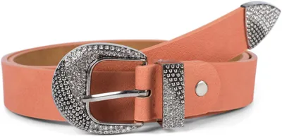 Produktbild von styleBREAKER Damen Gürtel Unifarben mit halbrunder, Strass verzierter Schließe, kürzbar 03010107