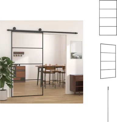 Immagine prodotto di vidaXL Porta scorrevole in alluminio e vetro ESG 102,5x205 cm nero - Porte d'ingresso