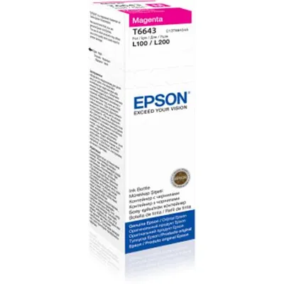 Zdjęcie produktu dla Epson T6643 Magenta ink bottle 70ml, Oryginalny, Purpurowy, Epson L100/L110/L200/L300/L355/L550, Indonezja, 1 szt., 62 mm
