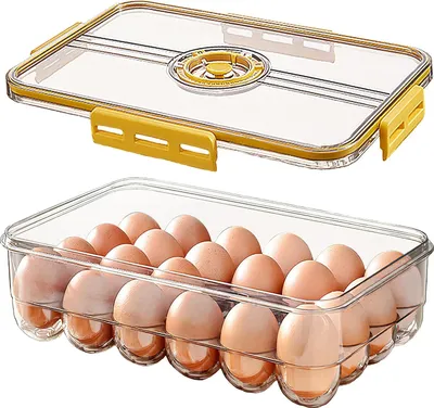 Produktbild von Eierbehälter, Eierbehälter für den Kühlschrank, Eieraufbewahrung für den Kühlschrank, Eierbox für 24 Eier, Frischhaltebehälter aus Kunststoff, Eierbehälter für den Kühlschrank mit Deckel (
