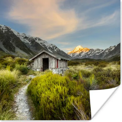 Produktbild von MuchoWow® Poster Neuseeland - Haus - Berg 100x100 cm - Babyzimmer