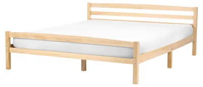 Produktbild von BELIANI Bett Hellbraun Kiefernholz mit Lattenrost 160x200 cm Hohes Kopfteil u. Fußteil Schlicht Skandi Design Schlafzimmer Holzbett Doppelbett