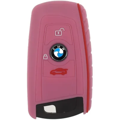 Produktbild von Auto Schlüssel Silikon Schutz Hülle Rosa kompatibel mit BMW F20 F21 F22 F23 F30 F31 F34 F32 F26 F25 F33 3 Tasten KEYLESS SMARTKEY