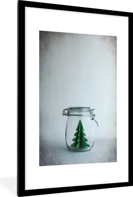 Produktbild von MuchoWow® MuchoWow® Gerahmtes Poster Illustration - Weihnachtsbaum - Kunst 60x90 cm - Poster mit zchwarzem Bilderrahmen - Dekoration - Wandposter Wohnzimmer - Hochwertig