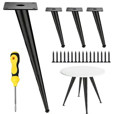 Obrázek produktu pro 4 kusy nožiček na nábytek, černé, 15 cm, protiskluzové kuželové nožičky pro nábytek