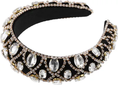 Produktbild von Bling Strass Haarreif für Frauen Gold Ton 1.57" Breit