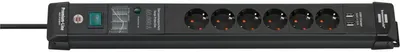 Produktbild von Gerteberspannungsschutz Premium-Line 8-fach Kabel-L.3m schwarz m.Entstrfilter/Ladefkt.