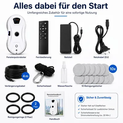 Produktbild von Morvexa™ AquaClean KI Fensterputzroboter Fensterreinigungsroboter