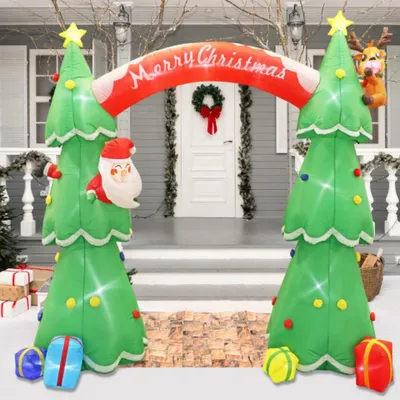 Produktbild von ACA Aufblasbare, beleuchtete Weihnachtsdekoration: 2 aufblasbare Weihnachtsbäume mit Bogen, 40 LEDs, kaltweiß, mit Netzteil, Schutzart IP44, 225 x 92 x 180 cm, 2 m Netzkabel, X074024101