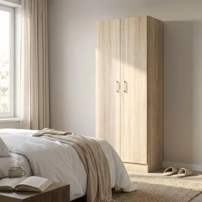Immagine prodotto di Milani Home - armadio 2 ante salvaspazio 80 x 52 x 180 cm, effetto legno, truciolare bilaminato