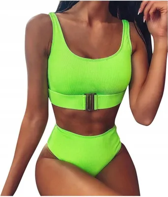 Obrázok produktu pre Plavky - Dámske - Dvojdielne plavky - Vysoký strih - Bikiny - Plážové oblečenie - Bielizeň - Veľkosť M