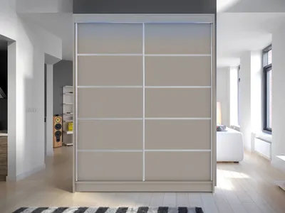 Obrázek produktu pro Šatní skříň 150 cm s posuvnými dveřmi a LED osvětlením PIRITU 4 - kašmír
