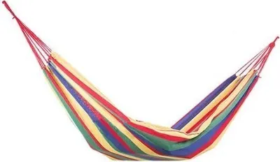 Produktbild von Schaukel-Baumwoll-Klapphängematte, rot-gelb, 260x80cm