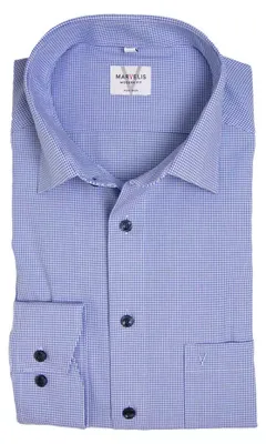 Produktbild von Marvelis - Modern Fit - Herren Langarm Hemd, kariert (734074), Größe:46, Farbe:Hellblau/Weiß (11)