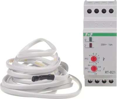 Produktbild von Temperaturregler RT-821 mit Fühler, Temperaturregelbereich: -4÷5°C, Kontakte: 1P, I=16A, 2 Module