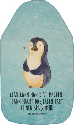 Produktbild von Mr. & Mrs. Panda Wärmekissen Pinguin Diät - Eisblau - Geschenk, Bauch, Abnehmen, heizflasche, Wärmflasche, Wärmflaschen, wärmebeutel, Pinguine, mit Bezug