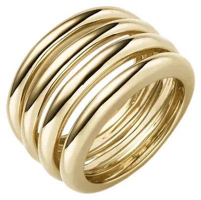 Produktbild von Ring Damenring aus 585 Gold Gelbgold 4-reihig glänzend Breite 15mm Fingerring Innenumfang 58mm  Ø18.5mm