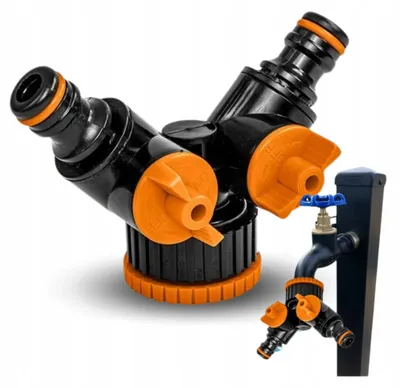 Produktbild von Bradas Wasserverteiler mit 2 Ventilen für 3/4 Zoll Hahn 1 Zoll Schlauch