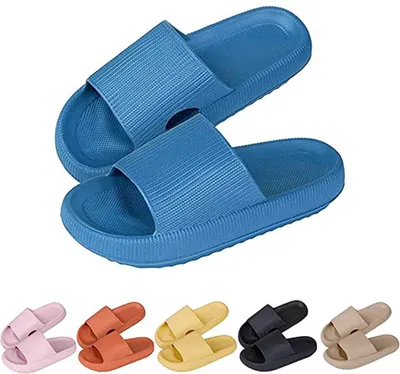 Produktbild von Hausschuhe für Damen und Herren, schnelltrocknend, weiche EVA-Hausschuhe mit offener Zehenpartie, rutschfest, weich, für Dusche, Spa, Bad, Pool, Fitnessstudio, Haus, Plateau-Sandalen für drinnen und draußen