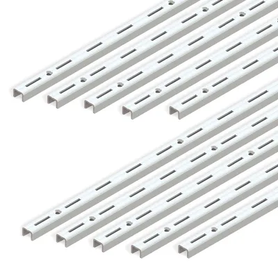 Immagine prodotto di Set di 10 staffe da parete Jagmet con interasse di 50 mm, lunghezza 1 m, in acciaio, verniciate di bianco