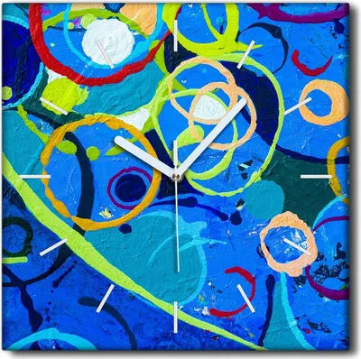 Produktbild von Coloray Uhr auf Leinwand 30x30 cm Wand Uhr Dekoration Wohnzimmer Segeltuch weiße Zeiger -Kunst-Abstraktionskreis.