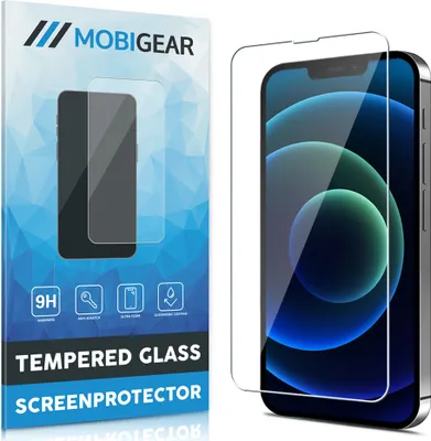 Product packaging for a screen protector, with a depiction of the product and a smartphone.