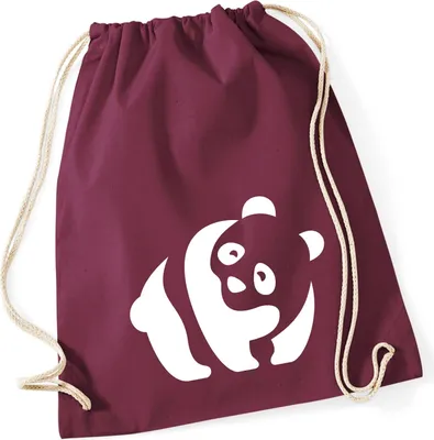 Produktbild von Huuraa Turnbeutel Panda Silhouette 12 Liter Burgundy Baumwolle Rucksack Geschenkidee