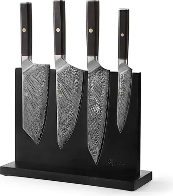 Produktbild von Wakoli Culinary Asia I 5-teiliges Messer-Set I 4 Küchenmesser & magnetischer Messerblock