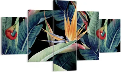 Produktbild von Bild auf Leinwand - Leinwandbild - 5 Teile - Pflanze Tropisch Blume - 125x70cm - Wand Bild - Wanddeko - Wandbilder - Leinwanddruck - Bilder - Wanddekoration - Leinwand bilder - EA125x70-5093