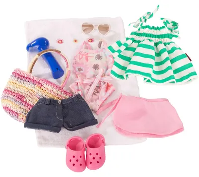 Image de Götz-Puppen Kombination Sommerspaß - Puppenbekleidung Gr. XL - 10-teiliges Bekleidungs- und Zubehörset für Stehpuppen mit Größe von 45 - 50 cm