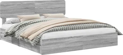 Obrázok produktu pre Úložná posteľ Sivý Sonoma 200 x 200 cm Kompozitné drevo