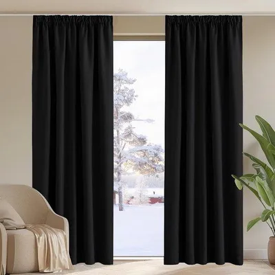Productafbeelding van Famanu Verduisterende gordijnen, isolerend tegen warmte en kou - zwart, 140x245 cm, 2 stuks