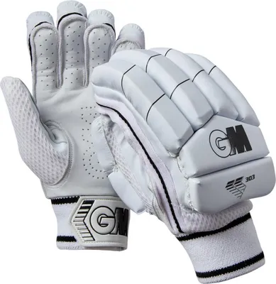 Produktbild von Gunn And Moore - Kinder 2023 - Rechtshänder Batting-Handschuh "303", Leder-Handfläche CS1581 (17,5 cm) (Weiß)