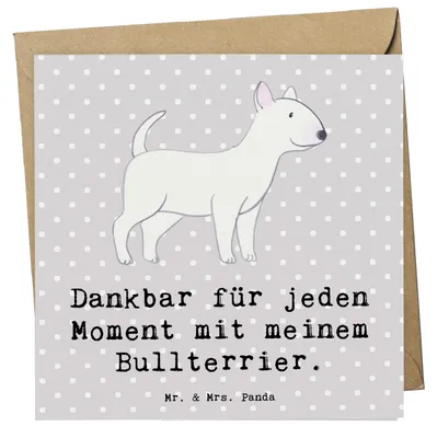 Produktbild von Mr. & Mrs. Panda Glückwunschkarte Bullterrier Moment - Grau Pastell - Geschenk, Grußkarte, anlasskarte, Klappkarte, faltkarte, doppelkarte