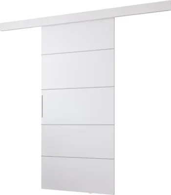 Produktbild von möbline BARO 80 Schiebetür Innentür, weiß, Möbelplatte Aluminium, 86x205cm, Schiebesystem universal, Laufschiene Aluminium 205x10cm