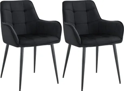 Obrázok produktu pre 2-dielna jedálenská súprava stoličiek - Zamatové kreslo - Ergonomický komfort | Farba: čierna