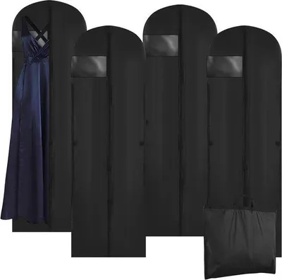 Image de Housse de protection pour vêtements - Lot de 4 pièces noir pour vêtements en tissu, armoire, rideau de protection